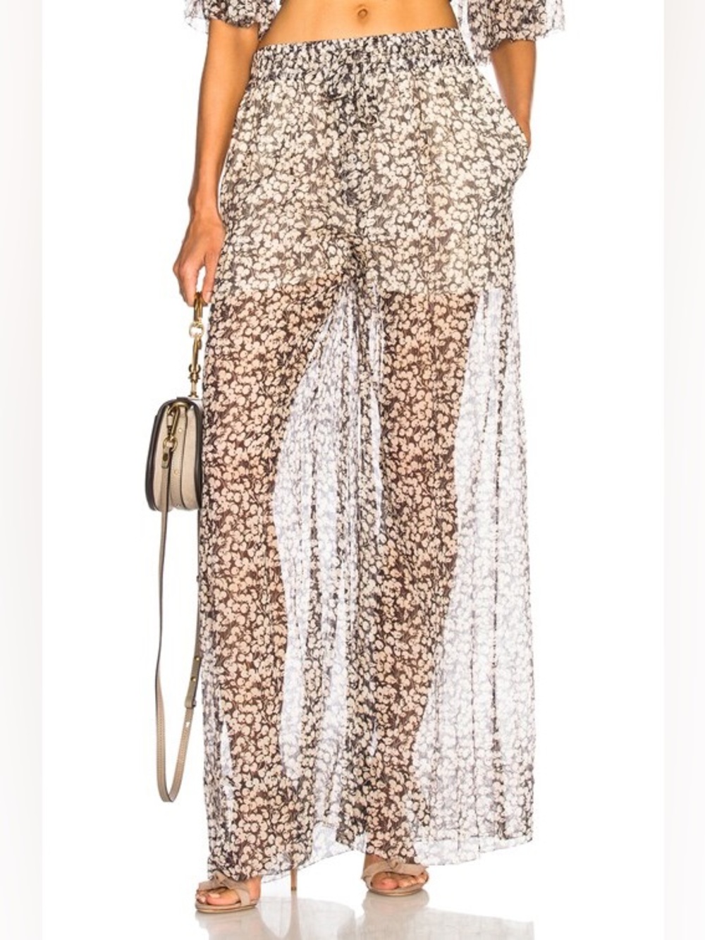 Zimmermann Prima Cherry Floral 100% Silk Wide Leg Pants